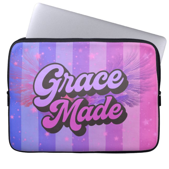Capa Para Notebook Graça Feita Fé Cristã Roxa e Rosa (Frente)