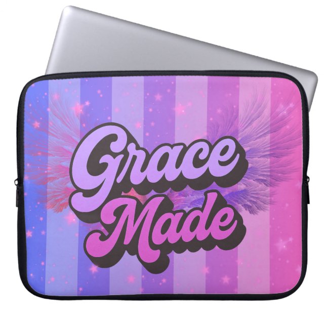 Capa Para Notebook Graça Feita Fé Cristã Roxa e Rosa (Frente)