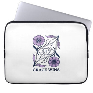 Capa Para Notebook Grace Wins Floral Camiseta Cristã Vintage com Grav