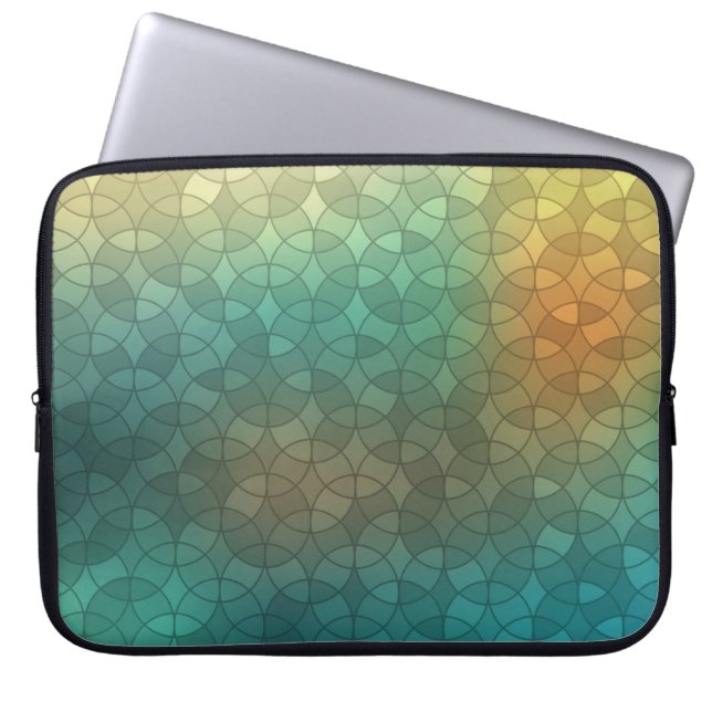 Capa Para Notebook Gradiente círculos verdes amarelos padrão geométri (Frente)