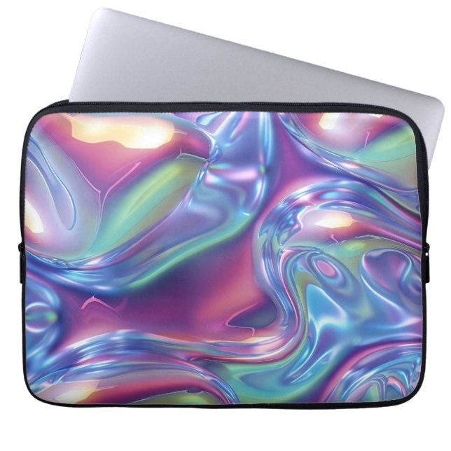 Capa Para Notebook Gradiente de Metal Líquido Holográfico Aura Estéti (Frente)