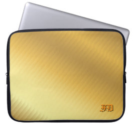 Capa Para Notebook Gradiente de Ouro de Monograma Personalizado de Lu