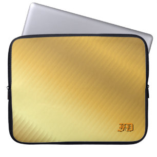 Capa Para Notebook Gradiente de Ouro de Monograma Personalizado de Lu