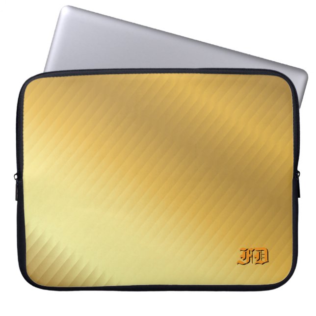 Capa Para Notebook Gradiente de Ouro de Monograma Personalizado de Lu (Frente)
