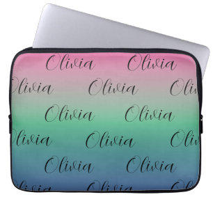 Capa Para Notebook Gradiente de Rosa, Verde e Azul