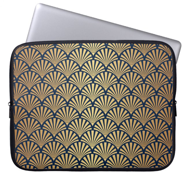 Capa Para Notebook Gradiente Dourado: Deco de Arte Sem Costura (Frente)