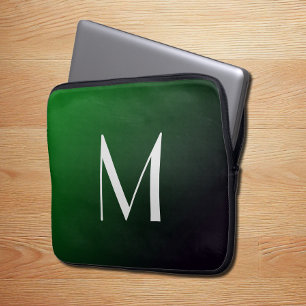 Capa Para Notebook Gradiente Verde Emerald - monograma ousado
