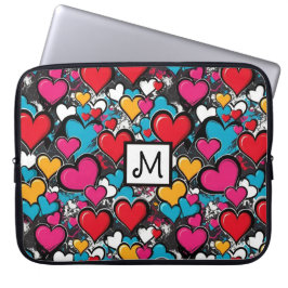 Capa Para Notebook Graffiti Hearts Street Art Bright Monogrammed