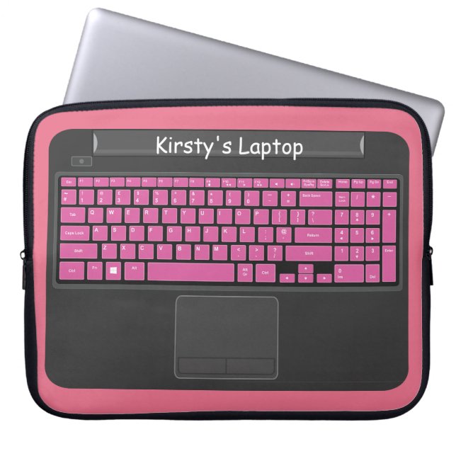 Capa Para Notebook Gráfico de laptop com teclas rosa (Frente)