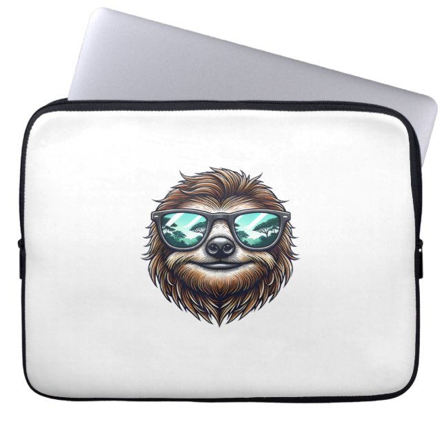 Capa Para Notebook Gráfico de Preguiça Engraçada com Óculos de Sol, H (Frente)