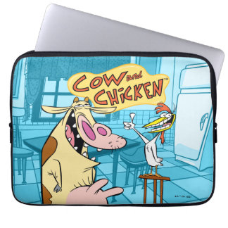 Capa Para Notebook Gráfico de Sorriso de Vaca e Galinha