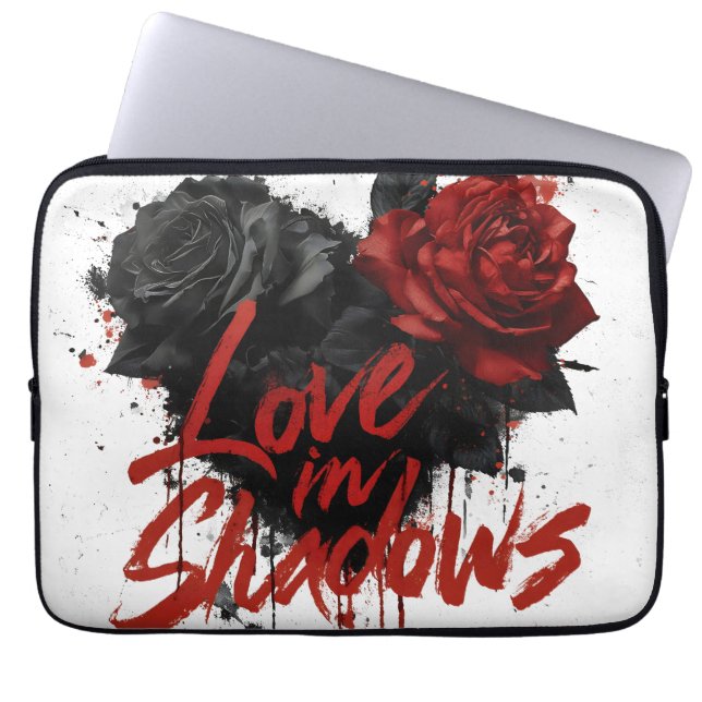 Capa Para Notebook Gráfico Romance Escuro com Rosas vermelhas e Preto (Frente)