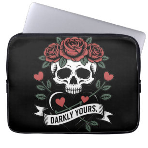 Capa Para Notebook Gráfico Sombriamente Seu: Caveira Gótica com Rosas