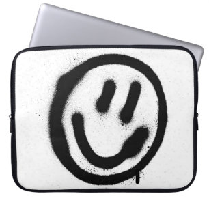 Capa Para Notebook grafite sorrindo emoticon facial a preto no branco