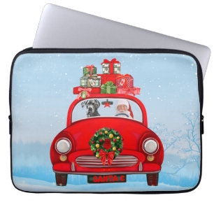 Capa Para Notebook Grande Cachorro De Dane No Carro Com Papai Noel