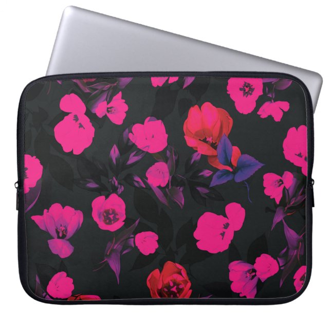 Capa Para Notebook Grande padrão floral de tulipas estilizadas. (Frente)