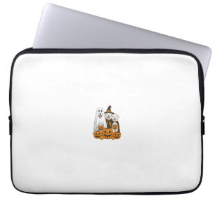 Capa Para Notebook Grande Pyrenees Cão Fantasma Bruxa Halloween Corre