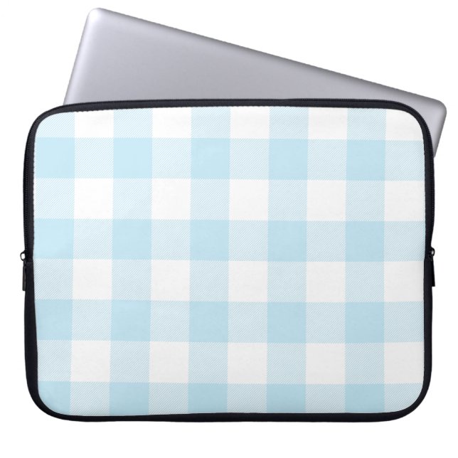 Capa Para Notebook Grande Xadrez Pastel Azul e Branco (Frente)
