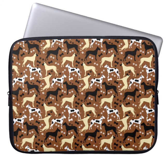 Capa Para Notebook Grandes Danes - Padrão Harlequin, Fawn, Black Dane (Frente)
