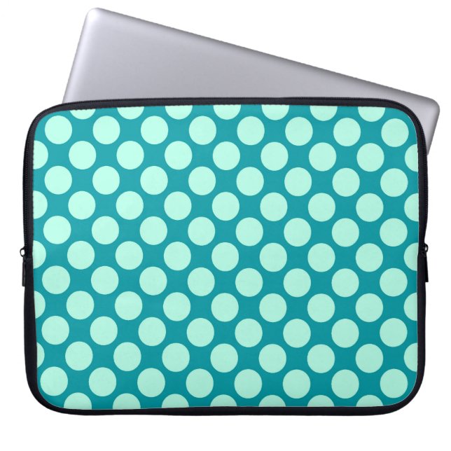 Capa Para Notebook Grandes pontos retrô - turquesa e aqua (Frente)