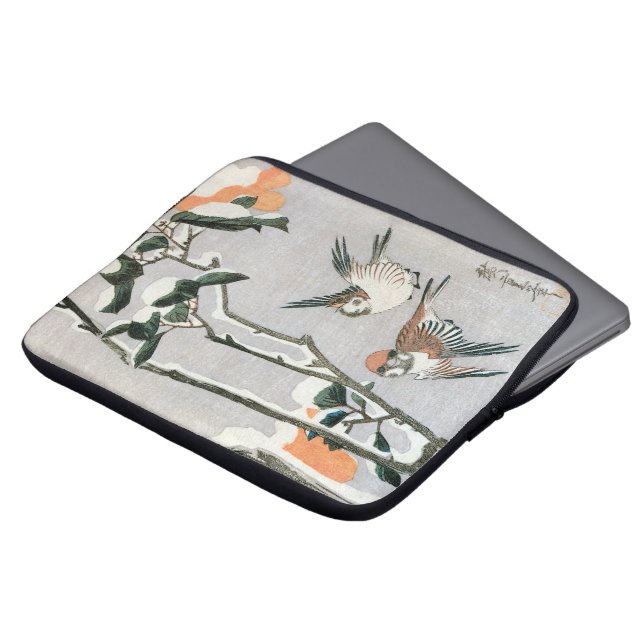 Capa Para Notebook Graves e Camellia na neve por Ando Hiroshige (Frente Topo)