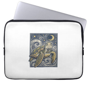 Capa Para Notebook Gravura Antiga Tartaruga Marinha Noite Estrelada