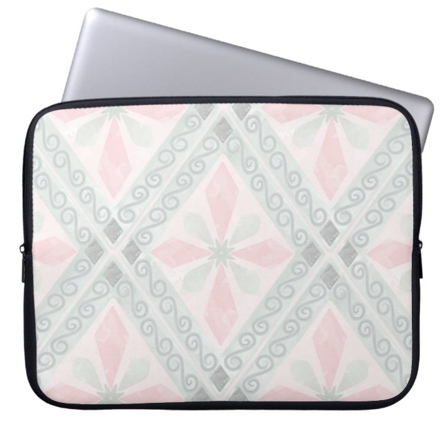 Capa Para Notebook Green and pink pastel diamond pattern (Frente)