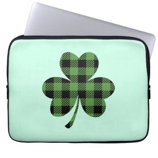 Capa Para Notebook Green Buffalo Plaid Shamrock Clover Design-61104