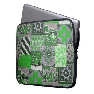 Capa Para Notebook Green Patchwork Laptop Sleeve