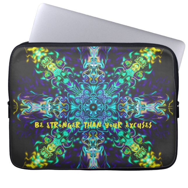 Capa Para Notebook Green Teal Psychedelic Bohemian Mandala (Frente)