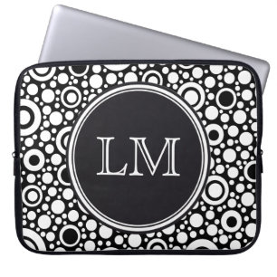 Capa Para Notebook Grelha de pontos e círculos pretos + seu backgr. &