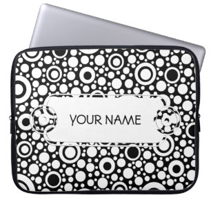 Capa Para Notebook Grelha de pontos e círculos pretos + seu backgr. &