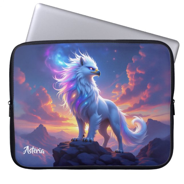 Capa Para Notebook Grifo Branco Mitológico no Topo do Mundo (Frente)