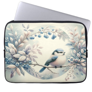 Capa Para Notebook Grinalda de Frutas Silvestres Azuis de Inverno