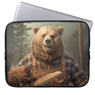 Capa Para Notebook Grizzar Bear Animal Diversão Tocando Violão Feliz