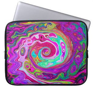 Capa Para Notebook Groovy Abstract Retro Magenta Rainbow Swirl
