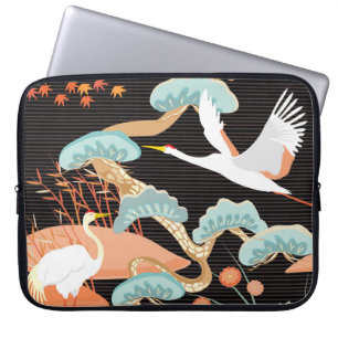 Capa Para Notebook Gruas, ferões: padrão de pássaros japoneses.