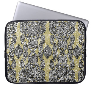 Capa Para Notebook grunge sem costura, padrão floral cambojano, ab
