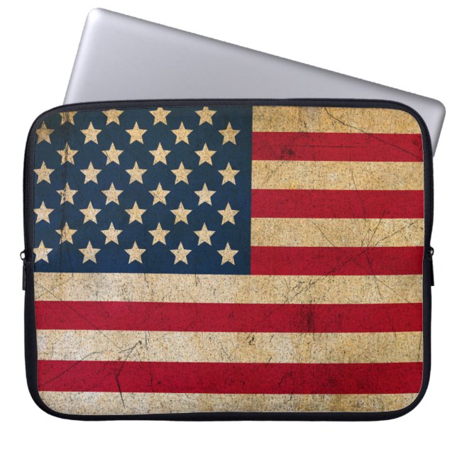 Capa Para Notebook Grunge Vintage - bandeira americana EUA (Frente)