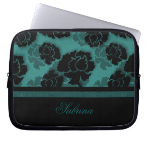 Capa Para Notebook Grungy Floral Decadence Eletrônicos Bag, Teal