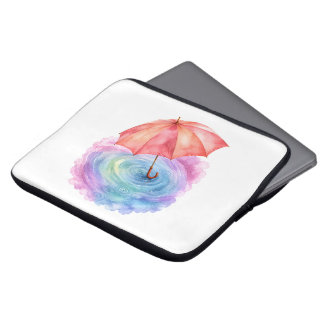 Capa Para Notebook Guarda-chuva Pastel Ondulações de Chuva Arte em Aq