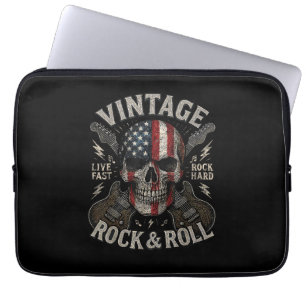 Capa Para Notebook Guitarra da Bandeira Americana da Caveira do Rock