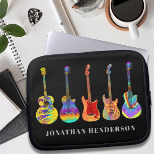 Capa Para Notebook Guitarras Retro Personalizadas em Preto