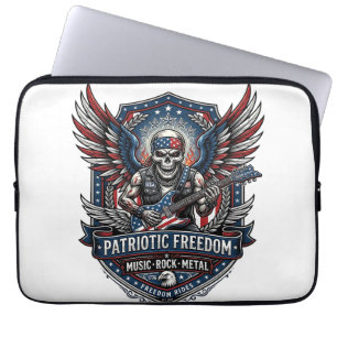 Capa Para Notebook Guitarrista de Liberdade Patriótica Crânio Música
