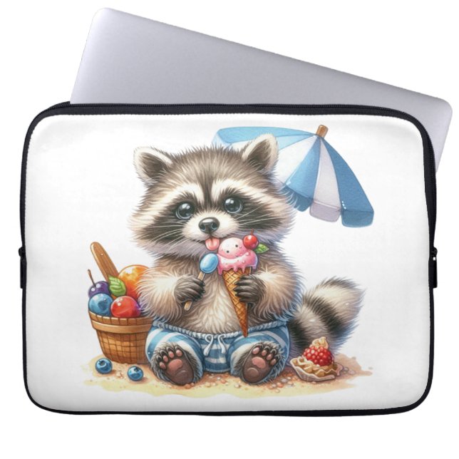 Capa Para Notebook Guloseimas de Verão Guaxinim (Frente)