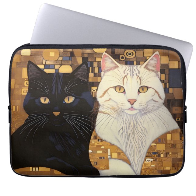 Capa Para Notebook Gustav Klimt Inspirou Dois Gatos Na Cama (Frente)