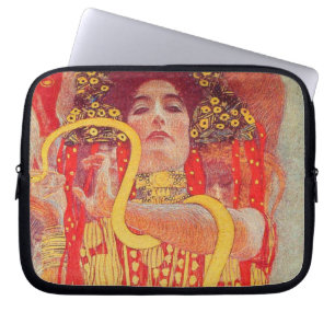 Capa Para Notebook Gustav Klimt Red Woman Dourada pintura Cobra