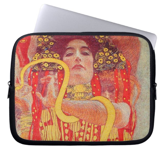 Capa Para Notebook Gustav Klimt Red Woman Dourada pintura Cobra (Frente)