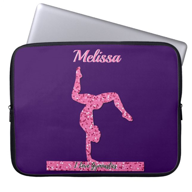 Capa Para Notebook Gymnastics Girl Sparkle Beam Rosa (Frente)