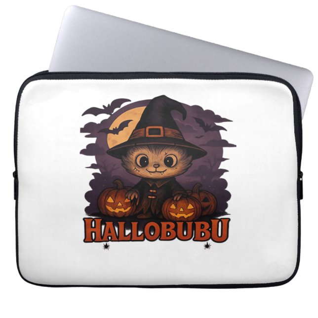 Capa Para Notebook Halloween Cat Spooky e Na moda Feline Inspirados (Frente)